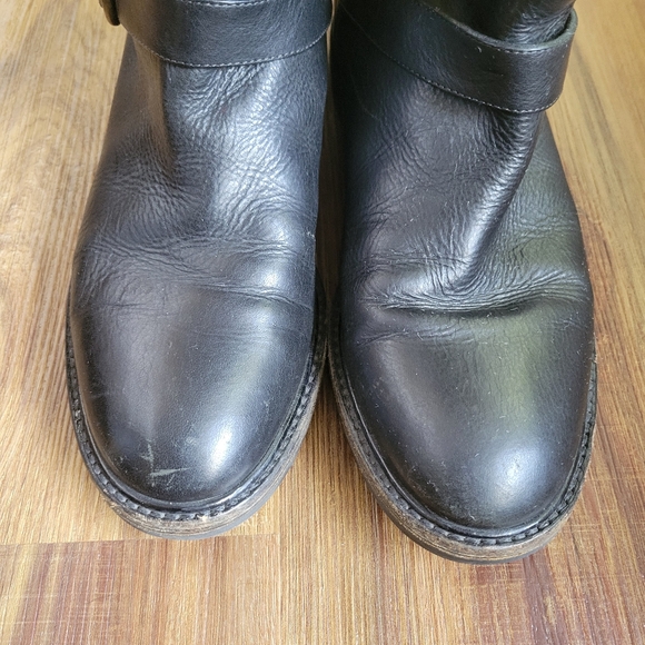 FRATELLI ROSSETTI Black Leather Tall Riding Moto Combat Boots Made in Italy - Picture 4 of 12
